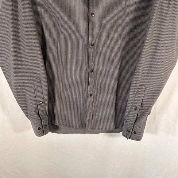 Armani Exchange Dress Shirt Men's Medium Blue Pink Striped Snap Up Long Sleeve - Picture 3 of 9